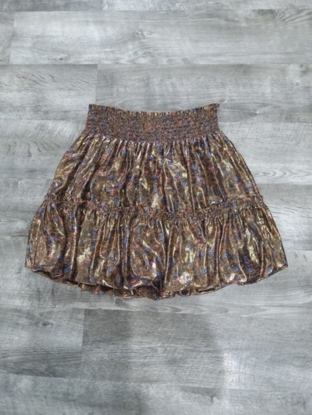 Free People Metallic Brown Bubble Mini Skirt Size Medium